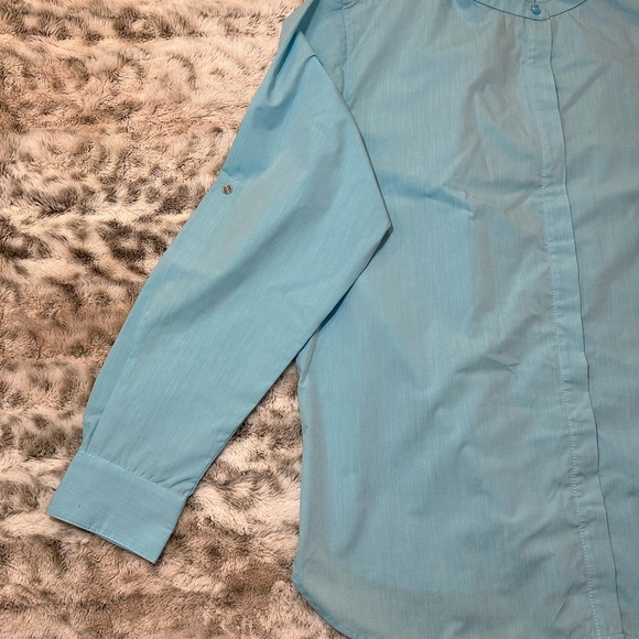 Chef  Uniform Women Sz large Long Sleeve Button New Baby Blue new - Picture 9 of 15